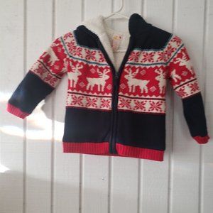 Sam & Jo Reindeer Sherpa Lined Hooded Sweater